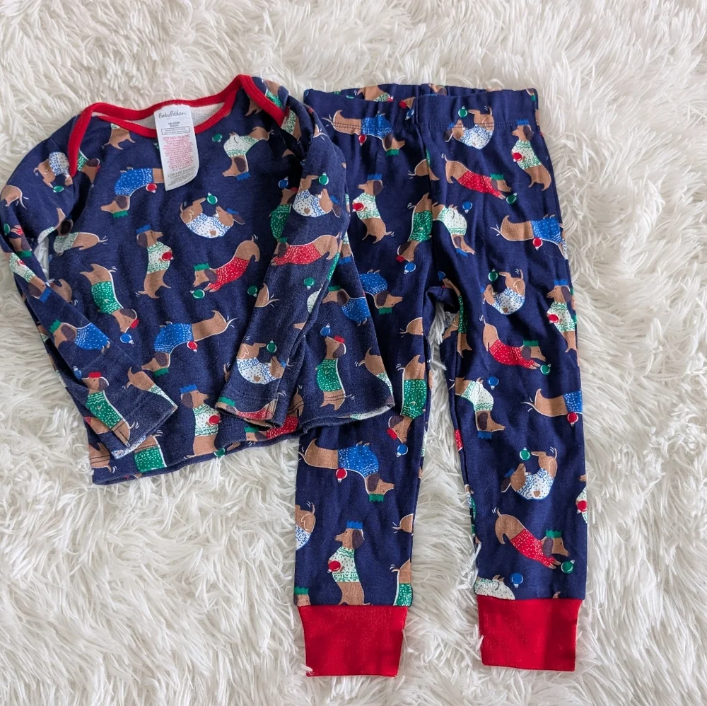 Baby Boden 18-24 Month Dauschand Christmas Pajamas Sausage Dog